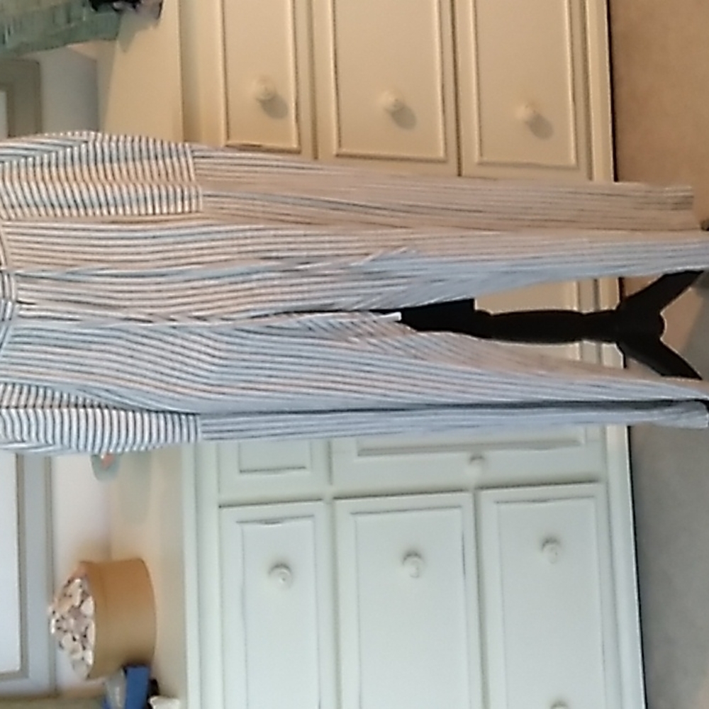 Laundry By Shelli Segal White and Navy Striped Jumpsuit